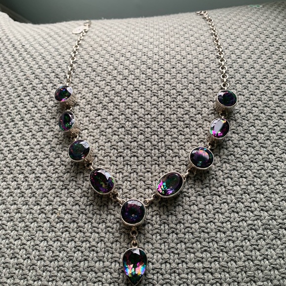 mystic topaz necklace plated in silver - Picture 3 of 5